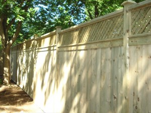 Western red cedar and pressure treated lumber - wood fence Ottawa